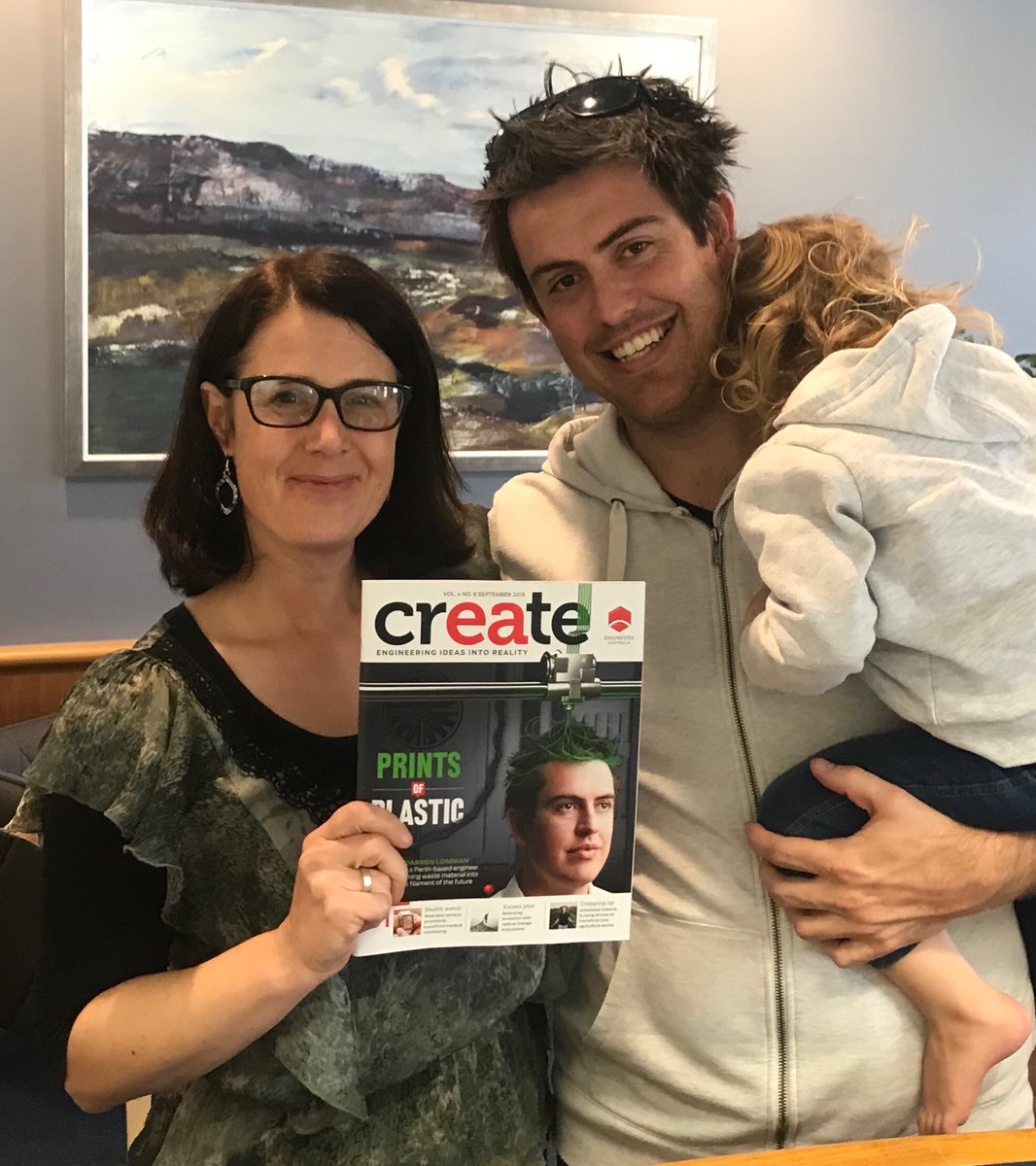 EngAustraliaWA's tweet photo. When the feature story engineer on the front cover ⁦@create_digital_⁩  comes into the office to collect extra copies for the ⁦@GreenbatchWA⁩ office ! https://t.co/tYzJ97qFUJ