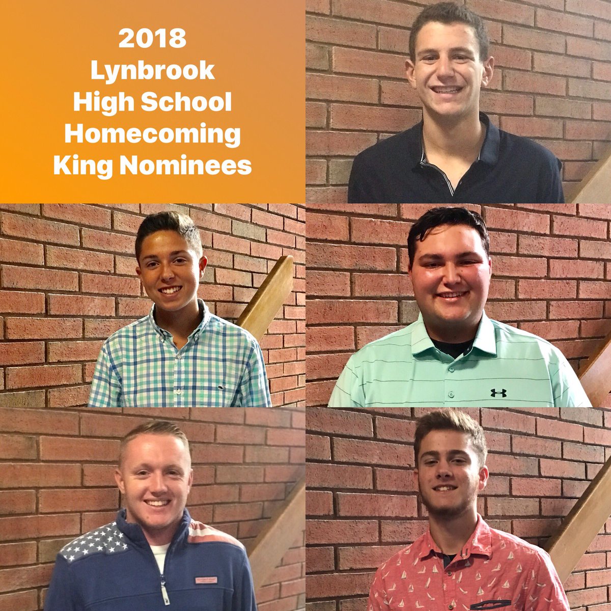 LBKSGA's tweet photo. ๐๐ This yearโs Homecoming King Nominees are: Jesse Candel, Sam Cohen, Griffin Kirby, Jimmy Murray and Jack Skoblow!๐๐ #LHSFamily #LHSSGA #LHSPride #LHSHomecoming #LHSclassof2019 https://t.co/ioeuH4GEtb