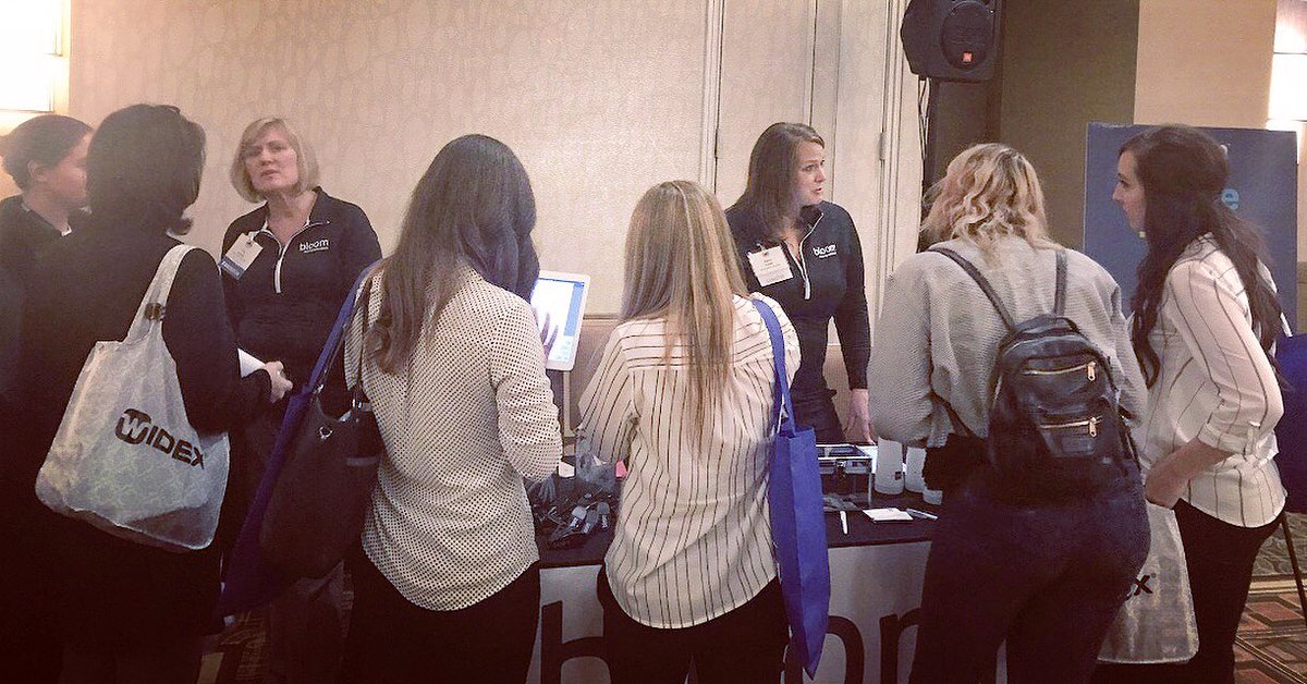 bloomhearingUS's tweet photo. We love spending time w the future of Audiology! Please say hello @ booth18#CAA https://t.co/YN8OM718TR