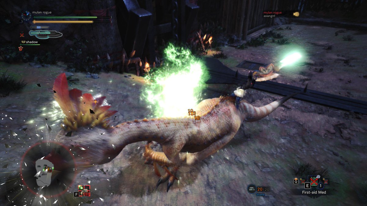 asiangrrlMN's tweet photo. Yeeeeeee-haw! Get along, (not-so) little Kulu! #MHWorldPC This is High Rank and in the arena. I LOVE my Switch Axe! https://t.co/HKLSg47GjE