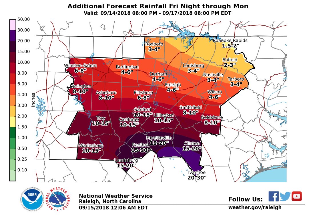 NWS Raleigh on Twitter "Here's the radarestimated rainfall for Thu night through 8 pm Fri