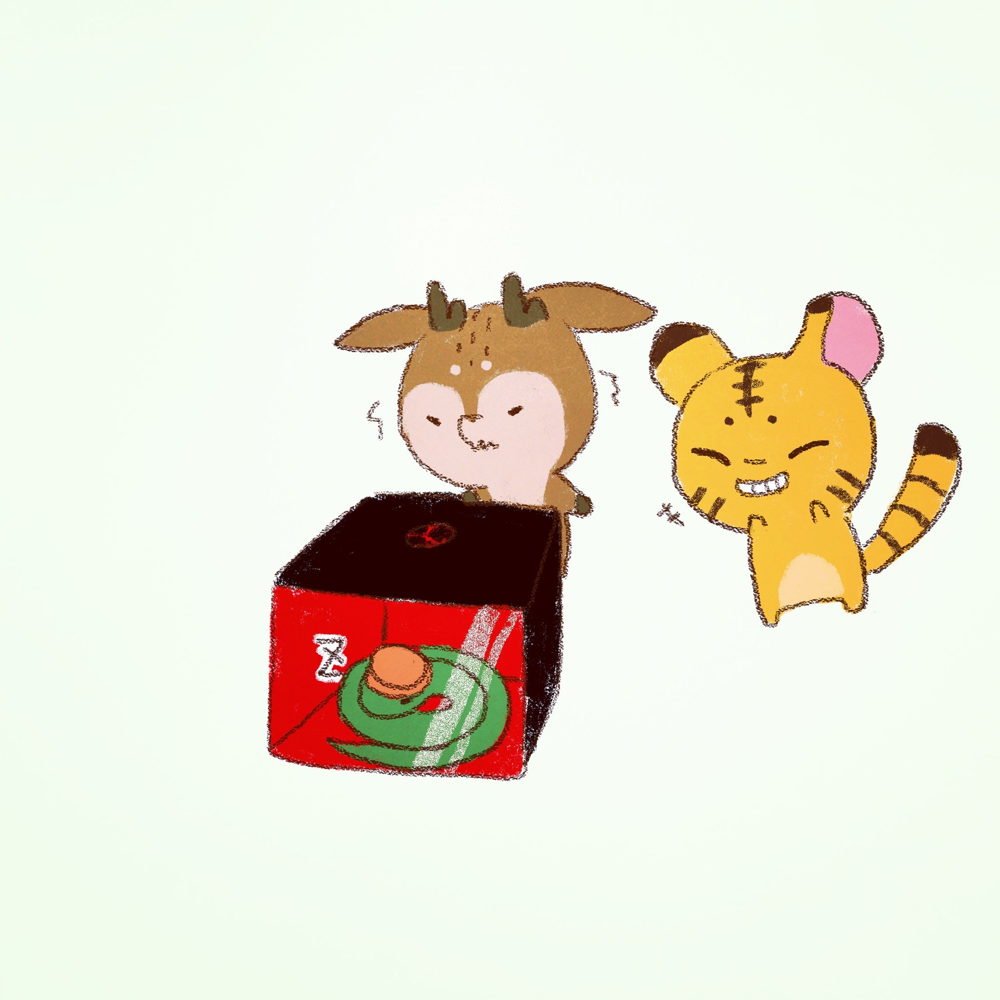 啊 動物 恐怖箱 Horror Box Horror Box Surprise Plum Bamboo Challange Raffael Drawing Cg Computergraphic Illustration Manga Character Gallary イラスト スケッチ イラストレーター 恐怖箱 怖い 箱 挑戰 手 短い 動物好き