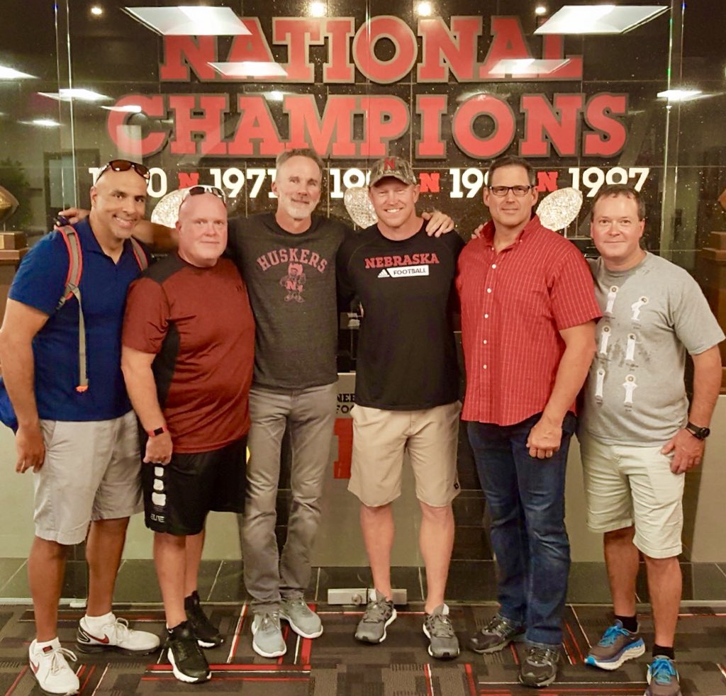 Buccigross's tweet photo. One of the many blessings of the job. Becoming friends with people like Scott Frost and then introducing your college friends to him. Scott is gold. Genuine, committed, loyal. A rock of a person. College Football is a better place with him. https://t.co/xWgUP9BXZk