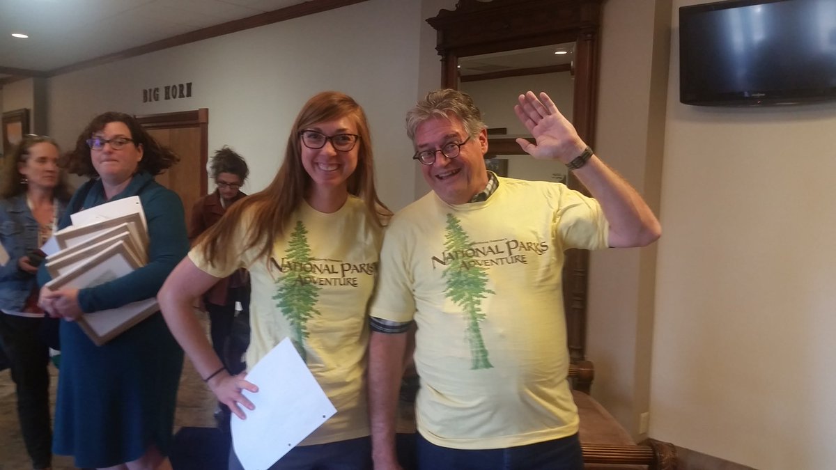 RebeccaPrinster's tweet photo. My #MPMA2018 mentor and I are on the same wavelength--we bid on and won the same t-shirt in this year's silent auction. #museumnerds https://t.co/XCqRiCxwYE