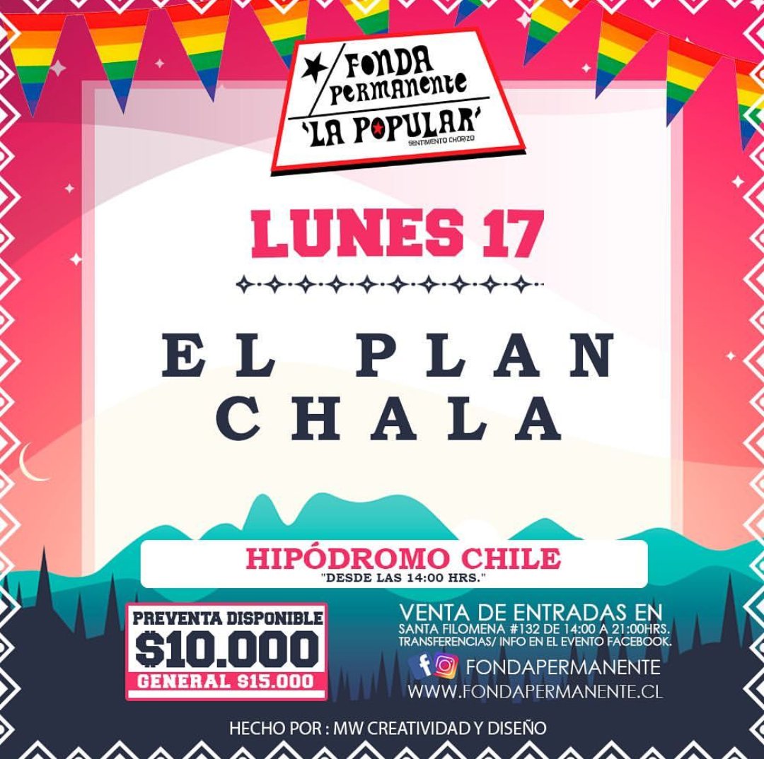 el_planchala's tweet photo. Este lunes festejamos  las fiestas patrias. IMPERDIBLE!! #fondapermanente  y Suena #ElPlanChala. https://t.co/maKoLFHdis