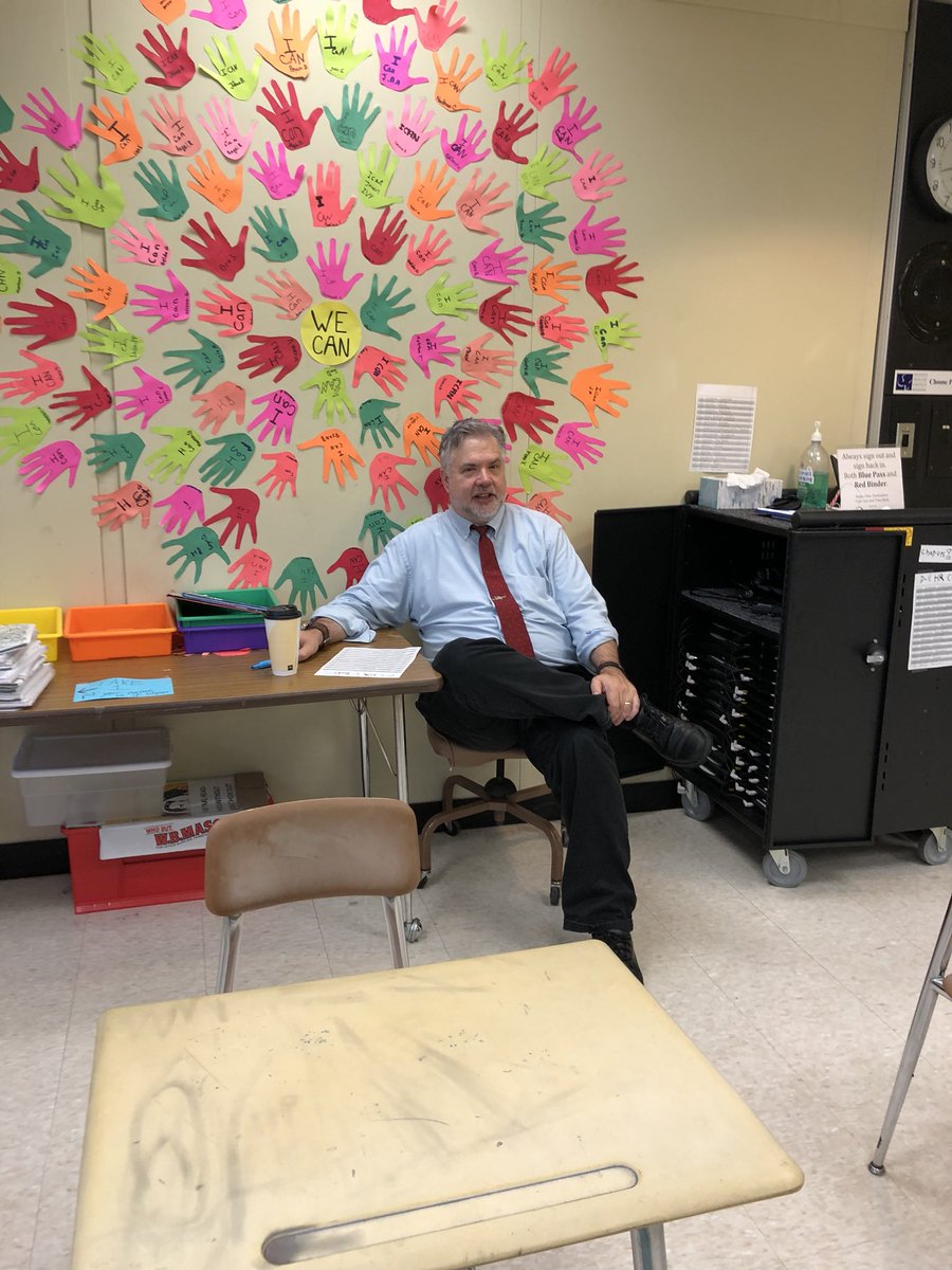 DeanEklof's tweet photo. @Charvinator_RI Embracing the growth mindset! Ready to greet our kids with chrome books. #EPMSMindset https://t.co/bLbE5e25fb