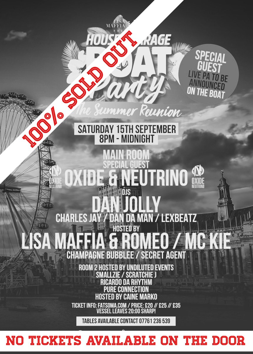 Today <a href="/GarageBoatParty/">GarageBoatParty</a> #ukg #boat #party #thames #garage