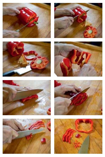 CynthiaGraubart's tweet image. PRO TIP- How to slice a raw bell pepper: Cut off the top to remove the stem end. Cut off the bottom. Stand and make a vertical slice to open. Place skin side down &amp;amp; slide knife along the inside, unrolling so that it lies flat. Slice or dice as needed.

#cookinglesson #knifeskills