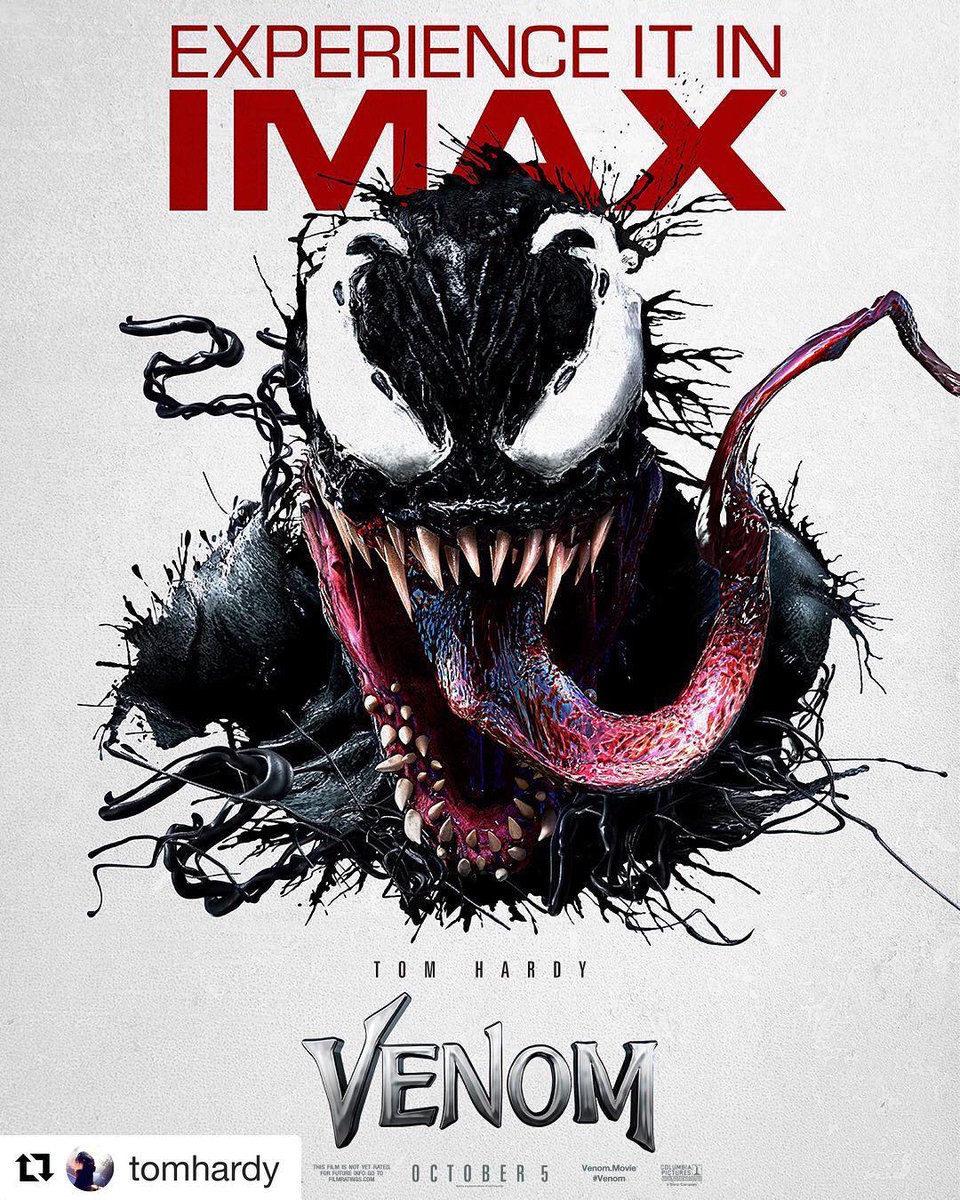 🎬 @VenomMovie com #TomHardy cartaz em @IMAX 😱Quem aí está ansioso? 😃

#imagens #cinema #filmes #movies #Venom #VenomMovie #marvel #cartaz #imax #pôster #cinema #filmes #movies #naclaquetecinema #naclaqueteimagens #Alagoas #naclaquete 🎬
