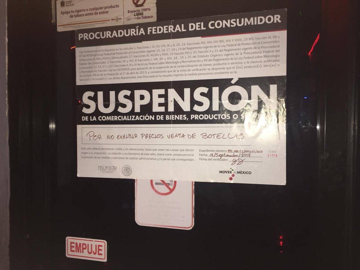 AhoraNoticiasMX's tweet photo. Suspende @Profeco Delegación #NL Bares en Operativo Por #FiestasPatrias 
https://t.co/ZNiUY4puXi @leon3339945865 https://t.co/dOVGt6ulF3