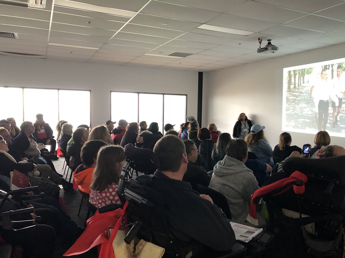 Spk0ut's tweet photo. A packed room of #self advocates at  #SpkOutConf18 to talk about staying safe with with @VALID_Inc @headoug888 and Zoe. Abuse must end! @inclusionoz @InclusionIntl @nswcid @DANALtd1 @NDIS @DavidCorner18 @_EmpowerUs @PWDAustralia @ainehillbilly https://t.co/jL6MtdzZMG