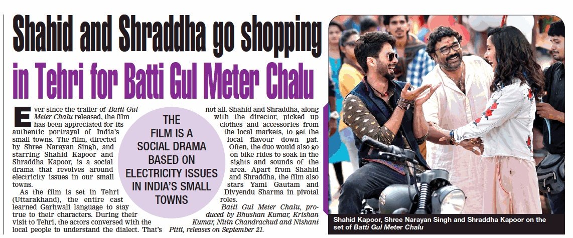 WeLoveShraddhaK's tweet image. @shahidkapoor and @ShraddhaKapoor go shopping in Tehri for #BattiGulMeterChaalu 💡 #21stseptember2018
