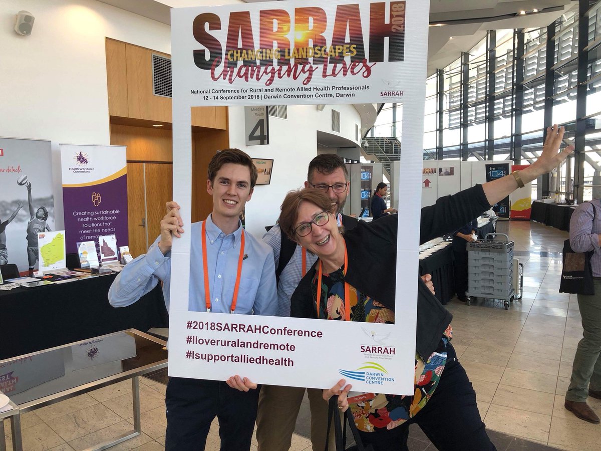The_NRHSN's tweet photo. Our Allied Health Officer @simonwhelan_ with @HWQld and @ACDHSau at the #2018SARRAHConference discussing building a fit for purpose allied health rural workforce! @SARRAHealth @NSWRDN #GoRural #Iloveruralandremote #Isupportalliedhealth #futureleaders https://t.co/HcxGmX0KpJ