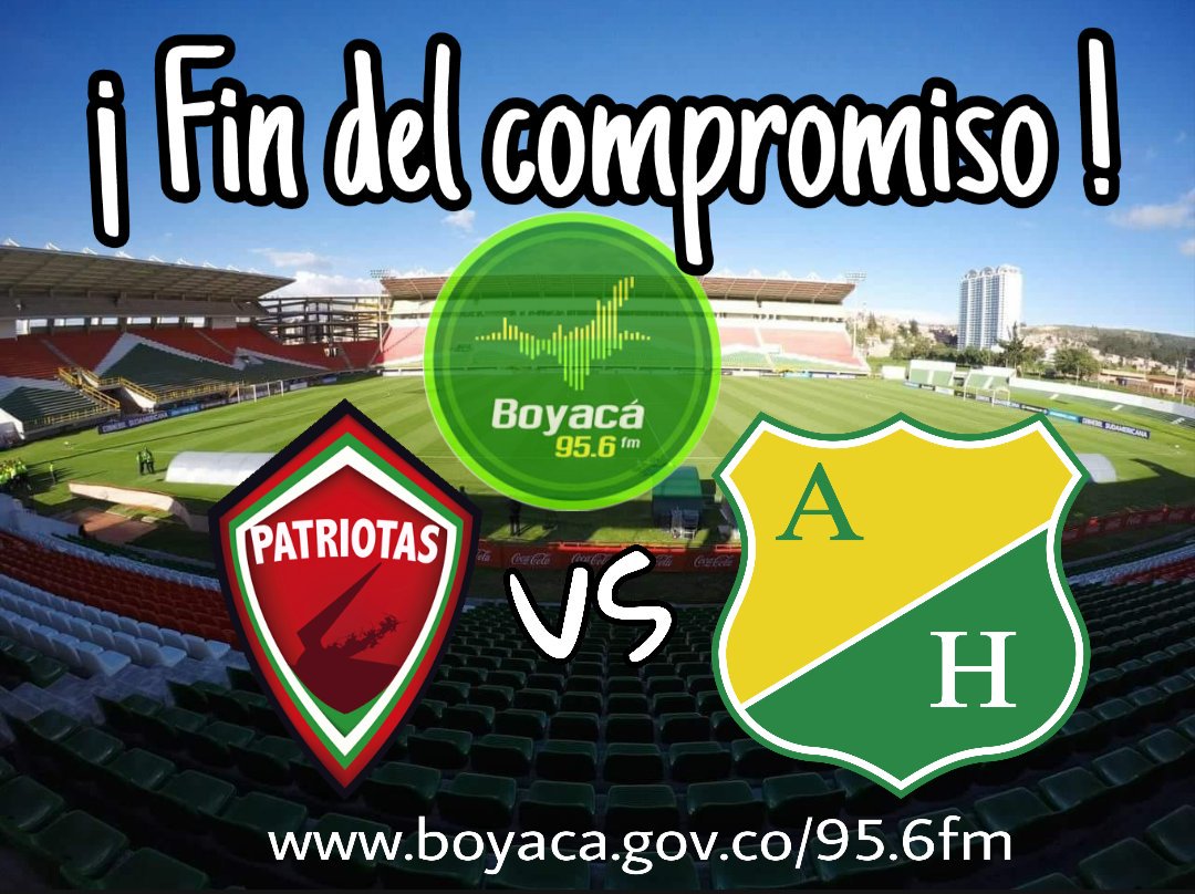 SecInfraBoyaca's tweet photo. ⏱ 90'+3 ¡Fin del compromiso!
@patriotasboySA 1-0 @AtleticoHuilaof
#PATvsHUI
#LosCampeonesDelFútbol. https://t.co/fBEXF3ibBB