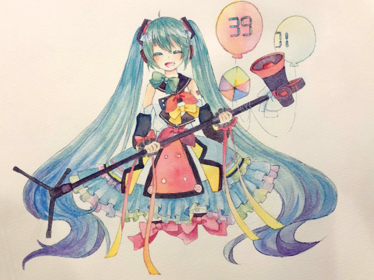 ｃたこ A Twitter 透明水彩 イラスト 初音ミクイラスト 透明水彩イラスト 初音ミク マジカルミライ18