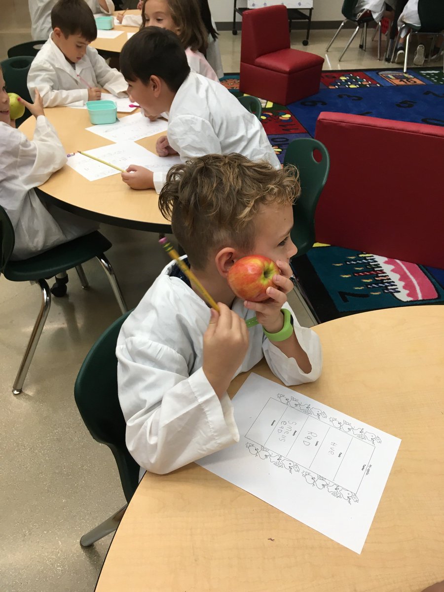 Mrs. Rickman’s first graders love Fahrenheit Friday. Today we wore our lab coats and discovered our 5 senses using apples. #FabraFirsties
#FabraFalcons