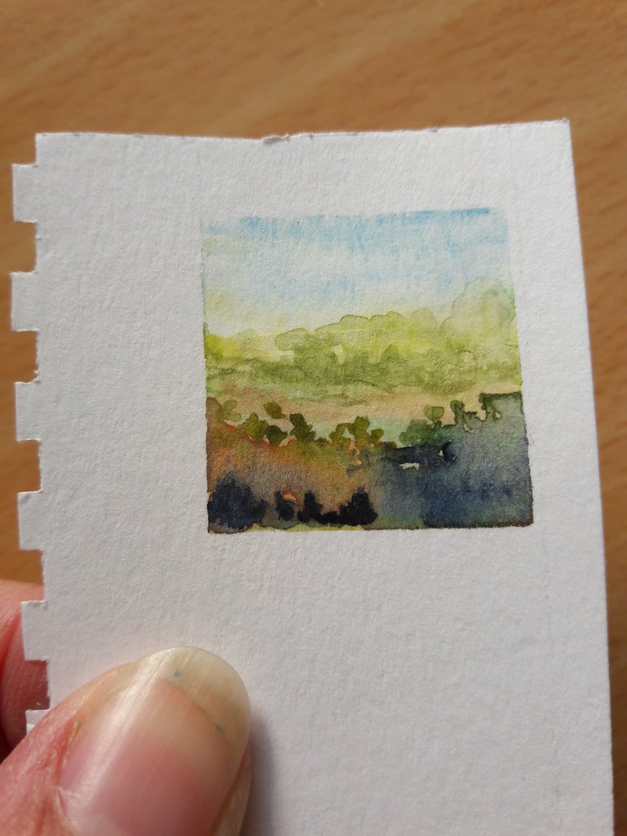 SallyJTaylor's tweet photo. #Day15 #DrawingADay Over The Trees @illustrationhq #johnVernonLord #september #illustration #draweveryday #watercolour #landscape #landscapepainting #skyscape #miniillio #hertshour #artlounge365 #hertsartists #hvaf #inchsquare https://t.co/RTYS0dHTur