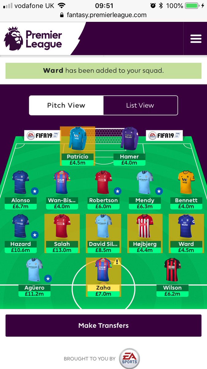 ♻️ WILDCARD ♻️

Blog team Wildcard is hopefully nearly there. 

Need to decide on a 4-4-2 or 4-3-3

Which would you pick? 

Let me know if you would change anything. 

D.Silva has been sold to me by <a href="/FFScout_Joe/">FFJoe</a> during his Sky chats. Cheers Joe 👍🏻