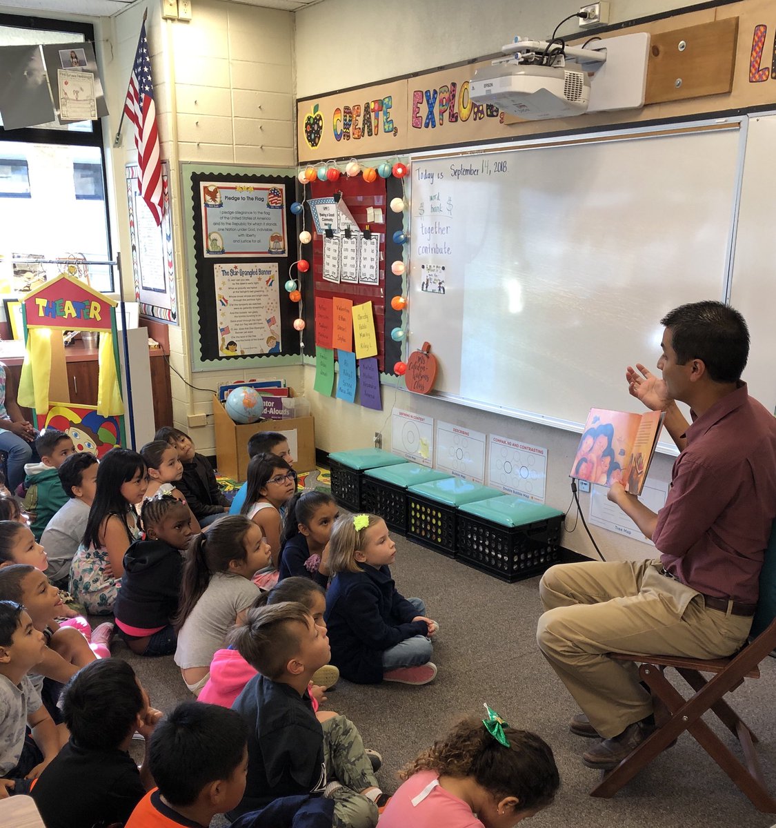 msceledonwilson's tweet photo. Students were active listeners when Mr. Cesar Chavez, grandson & namesake of community leader/civil rights activist, Mr. Cesar Chavez, visited today.โค๏ธ๐บ๐ธ๐@BenchmarkEdu @HartHawks #benchmarkadvance #sel #wearepbv #communitycontributions #cesarchavez #harthawks #hartfirstgrade https://t.co/FrOFD0vmgG