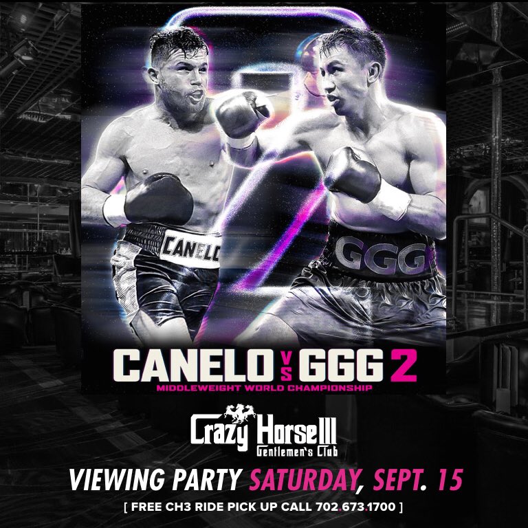 vipbartender723's tweet photo. Come watch the #GGG #CaneloAlvarez fight tomorrow night at @crazyhorse3lv with free pizza and 100s of hot ring girls! Entry is starting at just $29 but will go up so buy your tickets now at https://t.co/to7nDaSGOu and secure your spot for the fight https://t.co/TQdHoraKa2