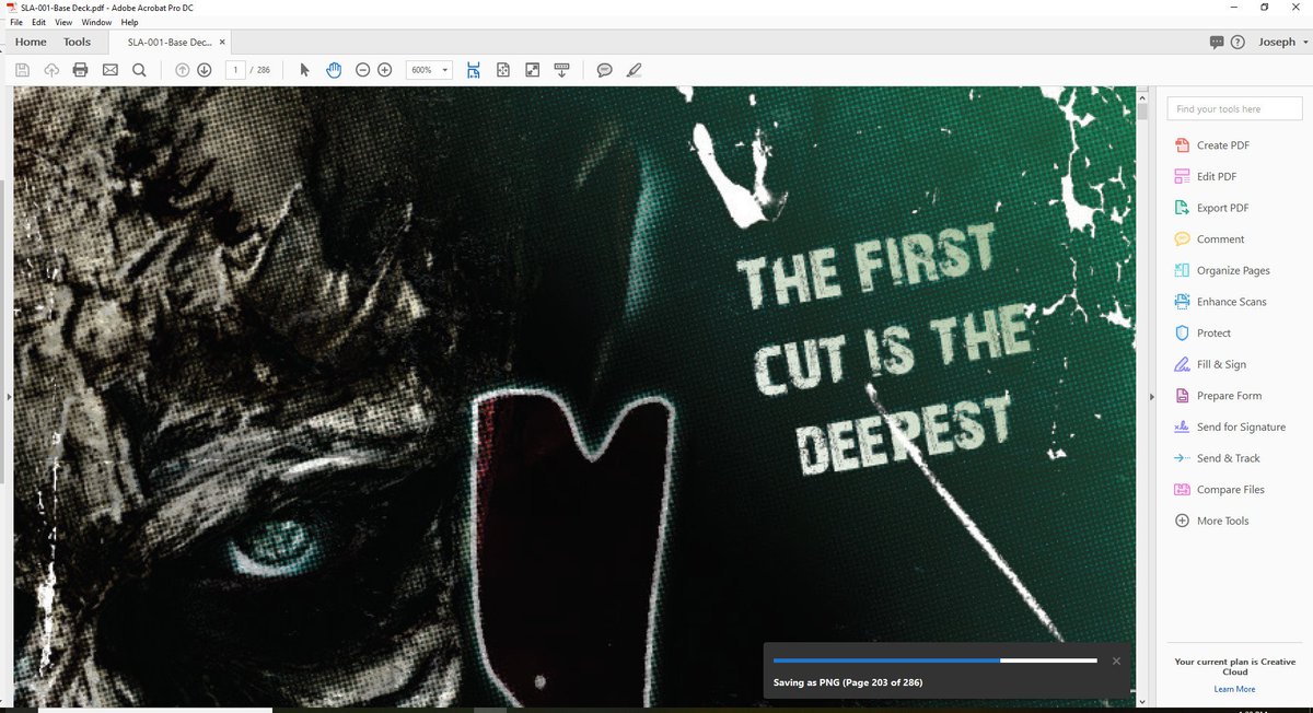 StoryWeaverRPG's tweet photo. Flat out today. About 1/3 the way through wrangling the base deck cards. I am reviewing each, adjusting alignment where needed, standardizing some of the terms (we changes a for terms for simplicity) and rendering... yawn...  still rendering.
#slaughtergame #horrormovies #lhf2018 https://t.co/DitqJSVsAV