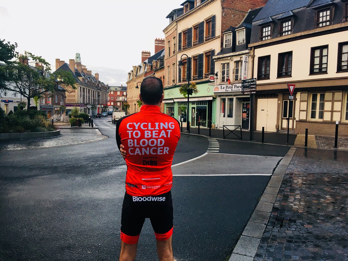 Martinobrian's tweet photo. Day 3 Starts in Abbeville... Beauvais awaits... @bloodwise_uk #bloodwiseL2P @rebeccaisat https://t.co/GsqdGvy12d