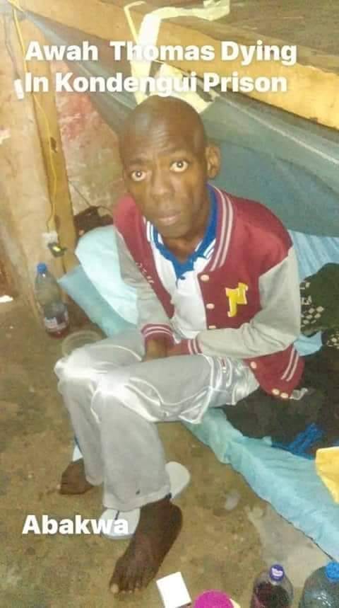 camerliberation's tweet photo. Alerte, #Cameroun: le prisonnier d'opinion anglophone #AWAHTHOMAS se meurt au mouroir carcéral de Kodengui à Yaoundé 
 Source: Alain Nganang https://t.co/d8fyFotaLj