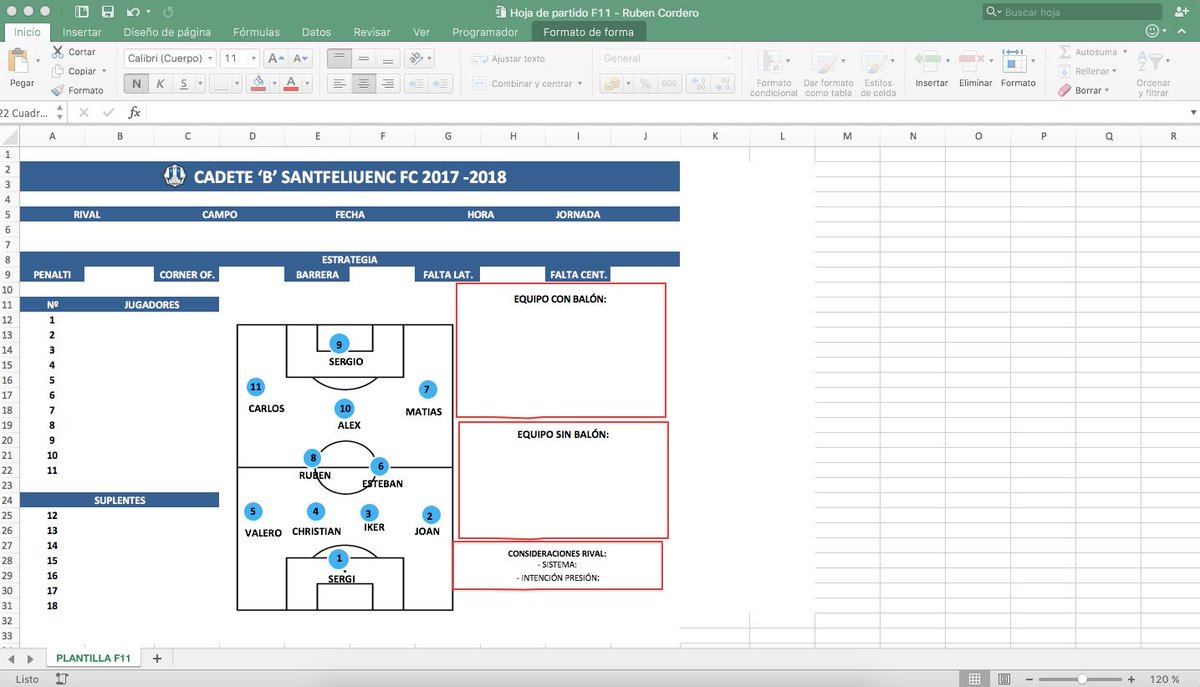 🔧⚠️ PROPUESTA HOJAS DE PARTIDO F11 Y F7 | HOJA EXCEL PARA PARED DE VESTUARIO

➡️   Sencilla
➡️   Muy visual
➡️   Fácil de manejar

📢 La quieres? Dame un email + RT ⚠️💾