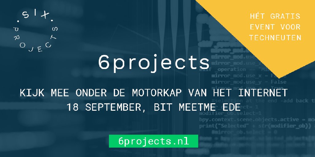 6projects_nl's tweet photo. Tijdens #6projects wordt o.a. gesproken over CEPH als primaire storage voor je datacenter, IPv6 op serverniveau, het inzichtelijk maken van netwerken met de NLNOG Ring en het dynamisch toevoegen van virtuele netwerkfuncties. Bekijk het volledige programma: https://t.co/uXIsfJbrcD https://t.co/RyGjJCxqi4