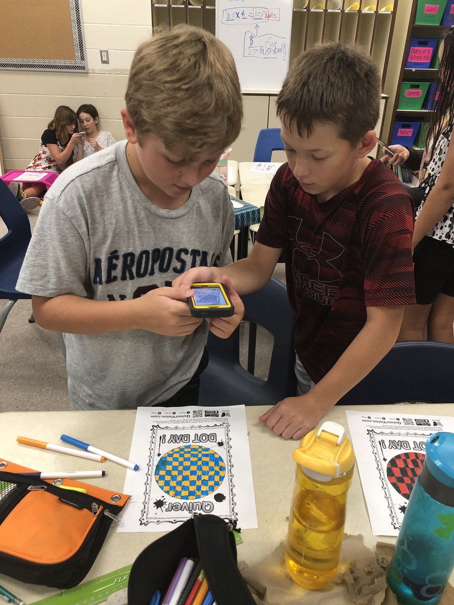 MrsFrenchDPS's tweet image. Yesterday 6F celebrated DOT Day and made our 2D drawings come to life with the Quiver App! Check it out, so cool! #DotDay #engagedlearners #learningwithtech