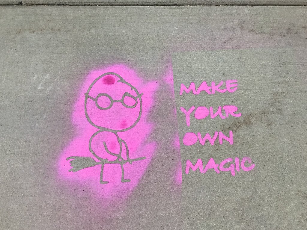 la_mpls's tweet photo. WHS Graphic Design 2 students create stencils and use spray chalk to spread messages of positivity at one of the school’s entrances. #wayzatacreates #WHSHereForYou #TrojanPride https://t.co/SqHdKzbMNh