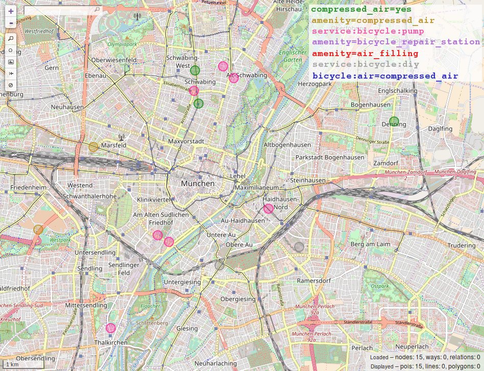 tbsprs's tweet photo. Wo können RadfahrerInnen eigentlich Luft aufpumpen in Leipzig, München, Münster? https://t.co/glx3fAeJyq #CycleHack #CycleHackBER #OpenStreetMap #fahrrad #BerlinerLuftpumpe #overpassturbo @CyclehackBER @osmberlin @OSMBlogde https://t.co/WFbSl9bIC6