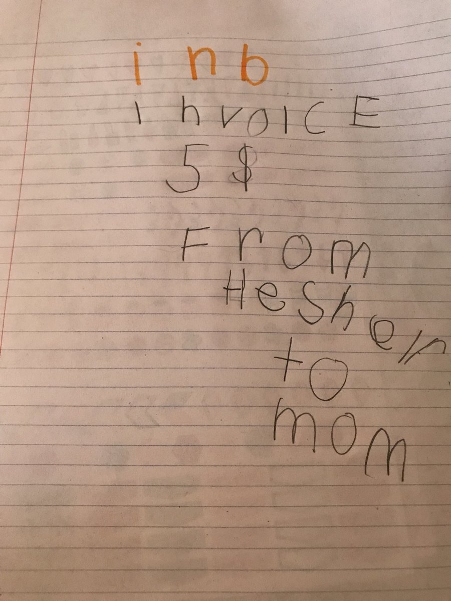 ericalikestech's tweet photo. My son just wrote me an invoice for $5 for chores he did last night. 😍 #foundermom #momboss #FemaleFounders #momscancode #momscan #momlife #girlboss #WomeninSTEM #womenintech https://t.co/uzbkRR3ppV