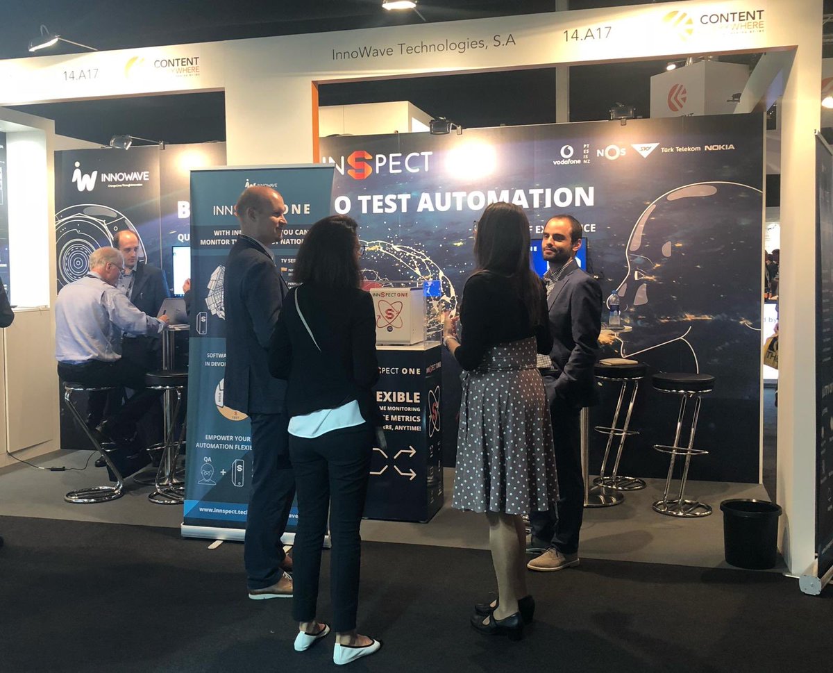 InnowaveT's tweet photo. Day 2 at IBC : Running two InnSpect demos.Visit us at at Hall 14 Booth A17 and discover how InnSpect brings A.I to test automation.#ibc2018 #InnSpect #InnoWave #testautomation #artificialintelligence https://t.co/3gYoRwZ8ox