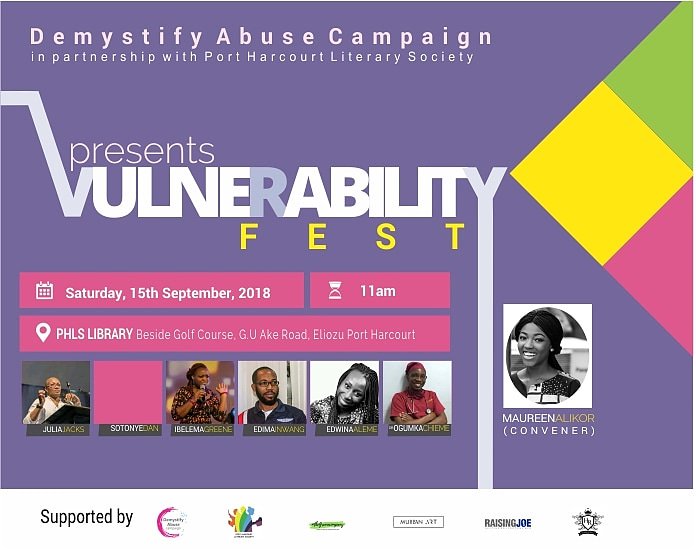 InPortHarcourt1's tweet photo. What are you doing with your #SaturdayMorning ?

We are at #VulnerabilityFest with @Demystifyabuse campaign led by @maureenalikor 

Today, we want to let ourselves be vulnerable enough to share our struggles, our fears and our victories with the sole purpose of healing. Join us. https://t.co/BHCnBDQSSv