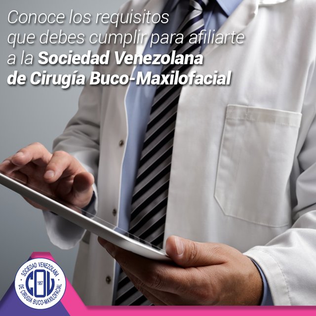 Ingresa en la página web SVCBMF.NET y en la sección afiliaciones:
Copia de la C.I
Copia del título de Odontólogo.
Breve resumen curricular.
Foto tipo carnet.
2 cartas de recomendación de miembros activos de la SVCBMF
Copia del título de Cirujano Bucal o Maxilofacial