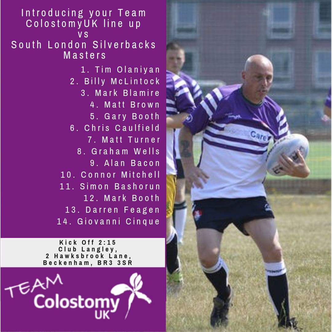 YOUR line-up for <a href="/TeamColostomyUK/">Team Colostomy UK</a> in their match against <a href="/StormMasters/">South London Clippers Masters Rugby League</a> KO 2:15. Venue: Club Langley (BS3 3SR).
#charity #rugbyleague #ActiveOstomates #masters