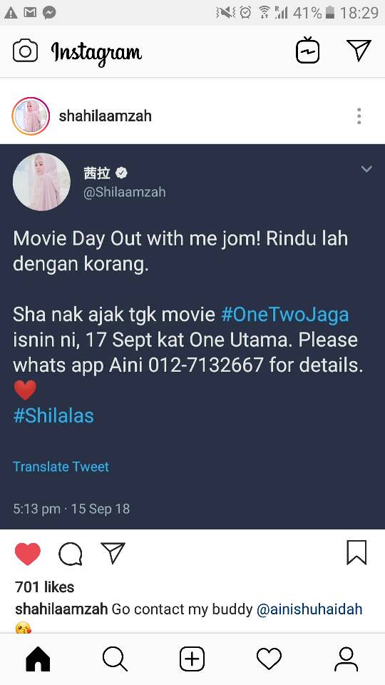 jazzy_pictures's tweet photo. Shila is supporting "One Two Jaga" too~!!!! How about you? Grab your tickets and watch "One Two Jaga" at the cinema near you now.
@OneTwoJagaMovie #JazzyPictures
#PixelPlay
#OneTwoJaga
#BukanFilemAcahDeep
#NamRon #Bront_Palarae https://t.co/yC8yFSxlfk