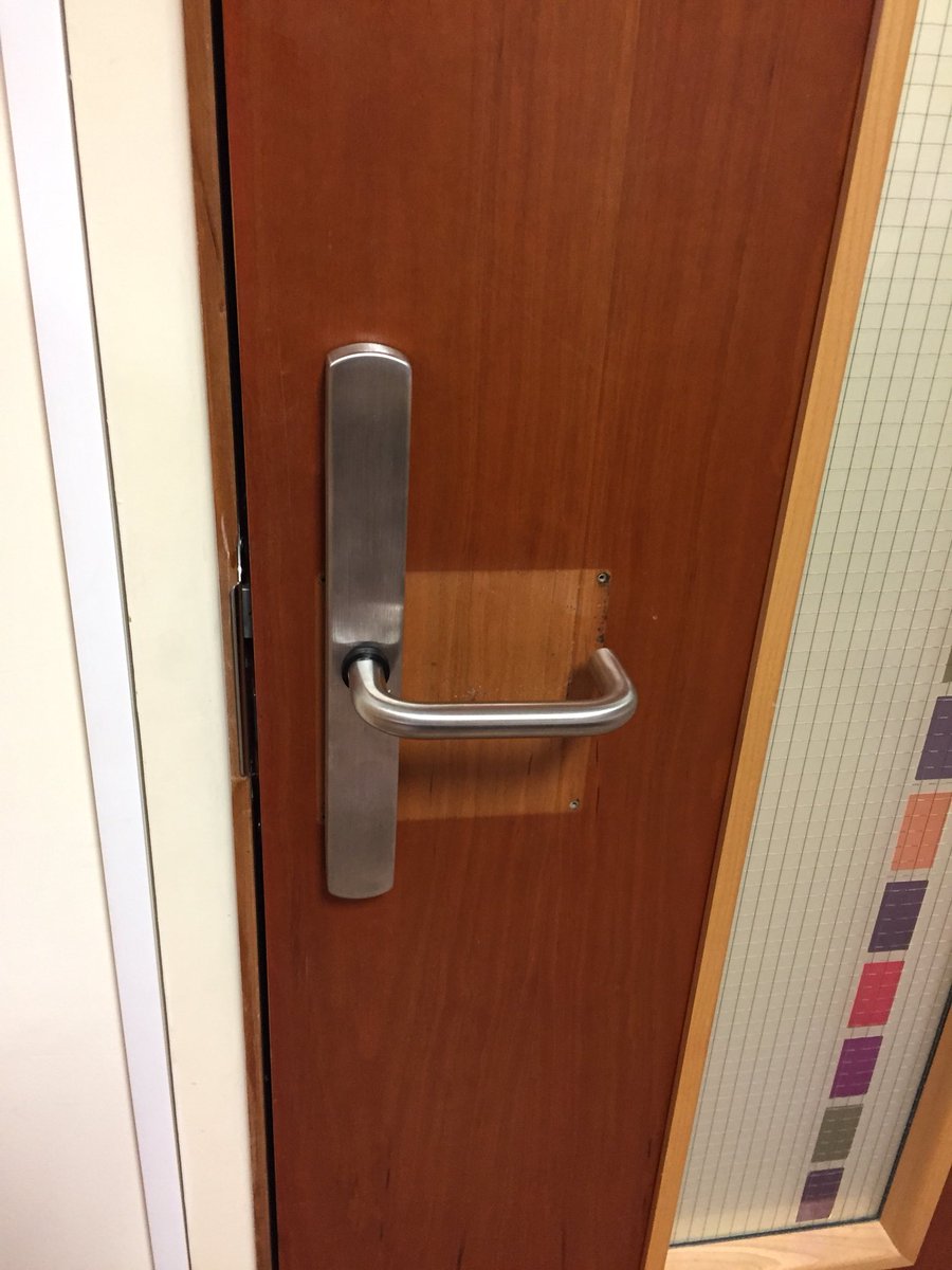 RiddlesdownColl's tweet photo. Updating some of our offices with ID card locks for added security. Looks like I’ll need to buy some wood stain! https://t.co/Hs4YmJsn0s