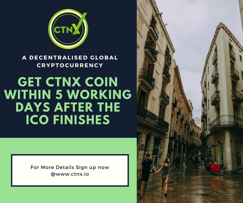 ProCoinExchange's tweet image. Get ctnx coin within 5 working days after the ico finishes 
for more details contact @ ctnx.io  
#cryptocurrency #bitcoin #ripple #ether #Digitalcoin #digitalcurrency #token #coin #ctnx #decentralised #cryptocoin