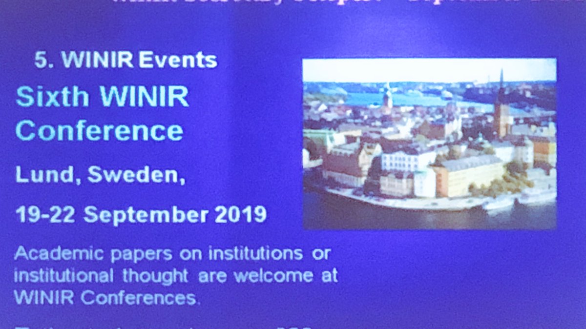 profjasonpotts's tweet image. WINIR 2019 will be in Lund, Sweden 19-22 Sept. Save the date! #Institutionaleconomics #evolutionarypoliticaleconomy #lawandeconomics #institutionalscience #WINIR2018