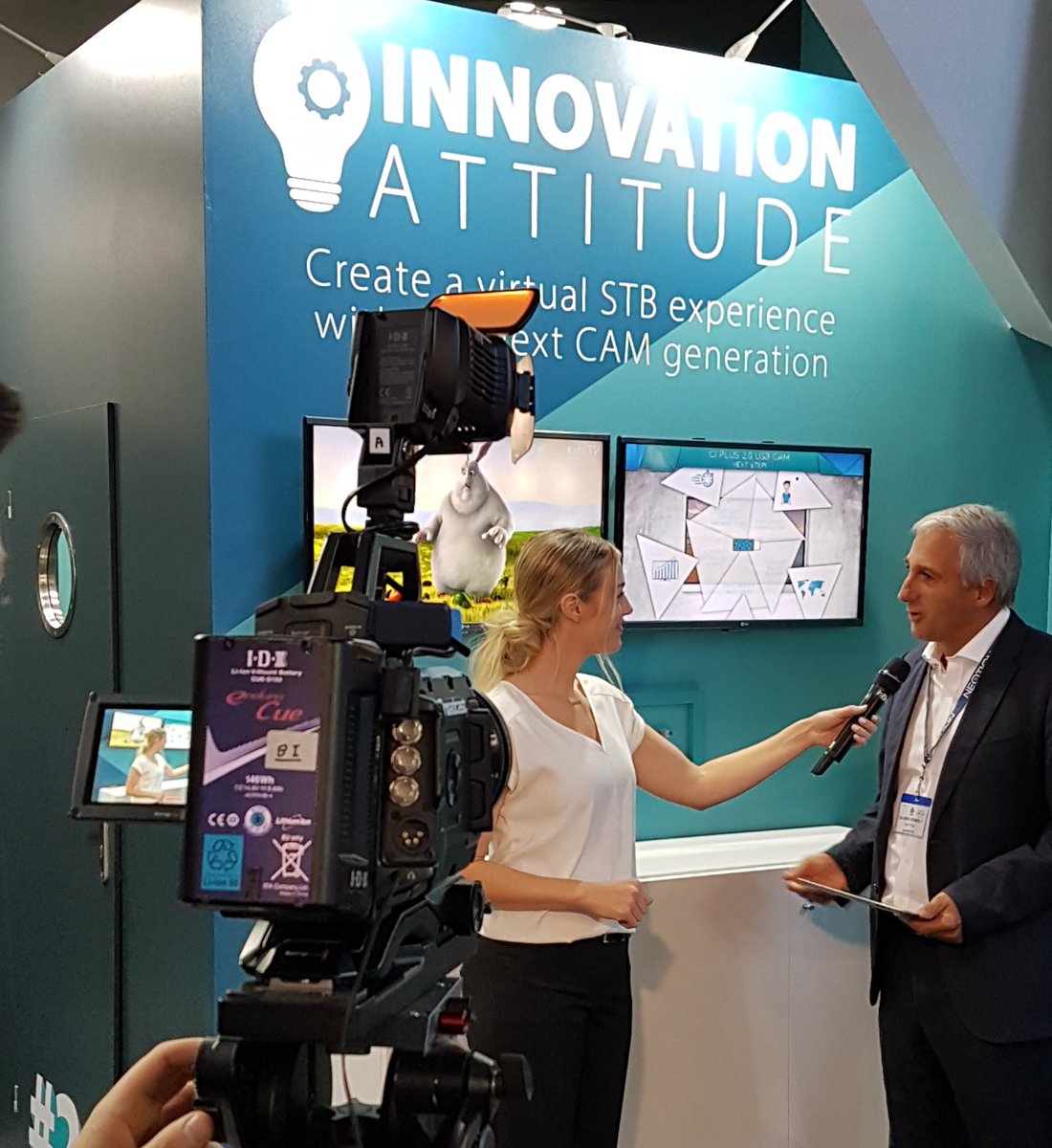 NEOTION's tweet photo. Olivier Demoly our Managing Director interviewed on our booth Hall 5 B53 @IBCShow by InBroadcast. https://t.co/IhCCA5qEYu