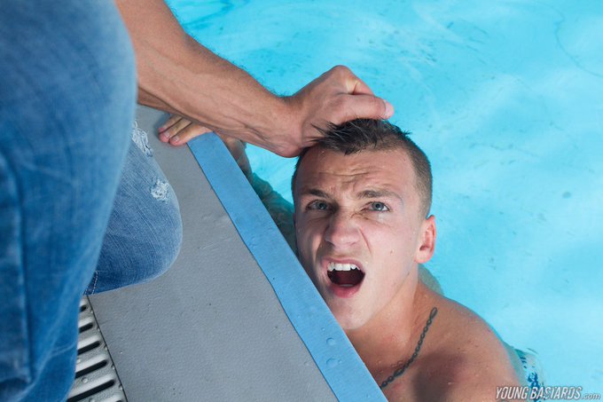 1 pic. Don't bitch around with ultra hunk Tomm Friedel or you will end up in the pool like Dom Ully!