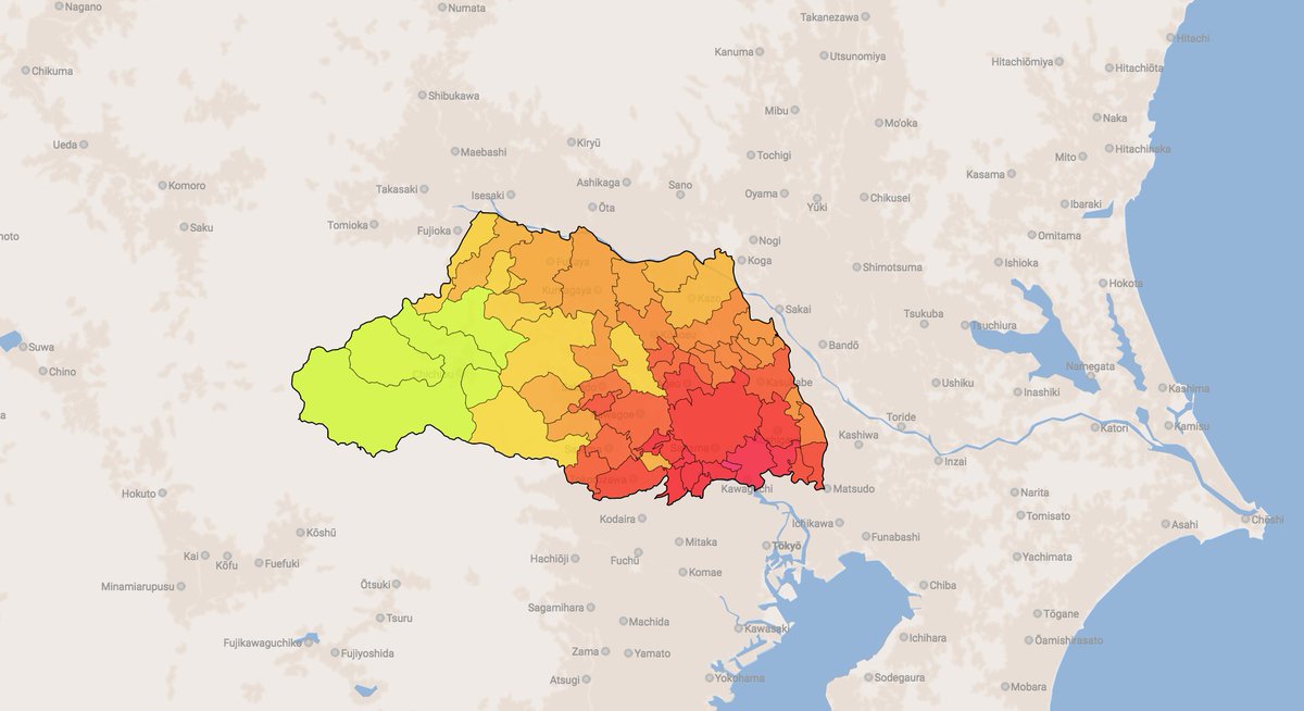 Tokyo population distribution