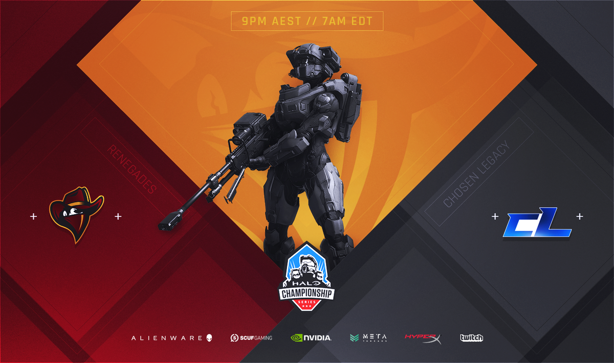 Renegades's tweet photo. After yesterday's two wins against @AthleticoES and Lucid Gaming, #RNGHalo look to continue their streak against #ChosenLegacy at #HCSLondon! #RNGWIN
💬 https://t.co/b4LgJwN9Oc
⏰ 12pm BST // 7am EDT // 9pm AEST
📺 https://t.co/afZX0YucLe https://t.co/fGBQ3riuJC