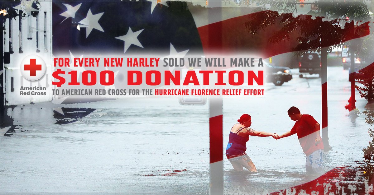 HighOctaneHD's tweet photo. Help people affected by Hurricane Florence. For every new Harley purchased Sat, Sep 15, 2018 &amp; Sun, Sep 16, 2018 @HighOctaneHD we will donate $100 to the American Red Cross. You may also donate funds in-store this weekend or online. Info https://t.co/RxjV54PjdD #hurricaneflorence https://t.co/vIeveDl9IJ