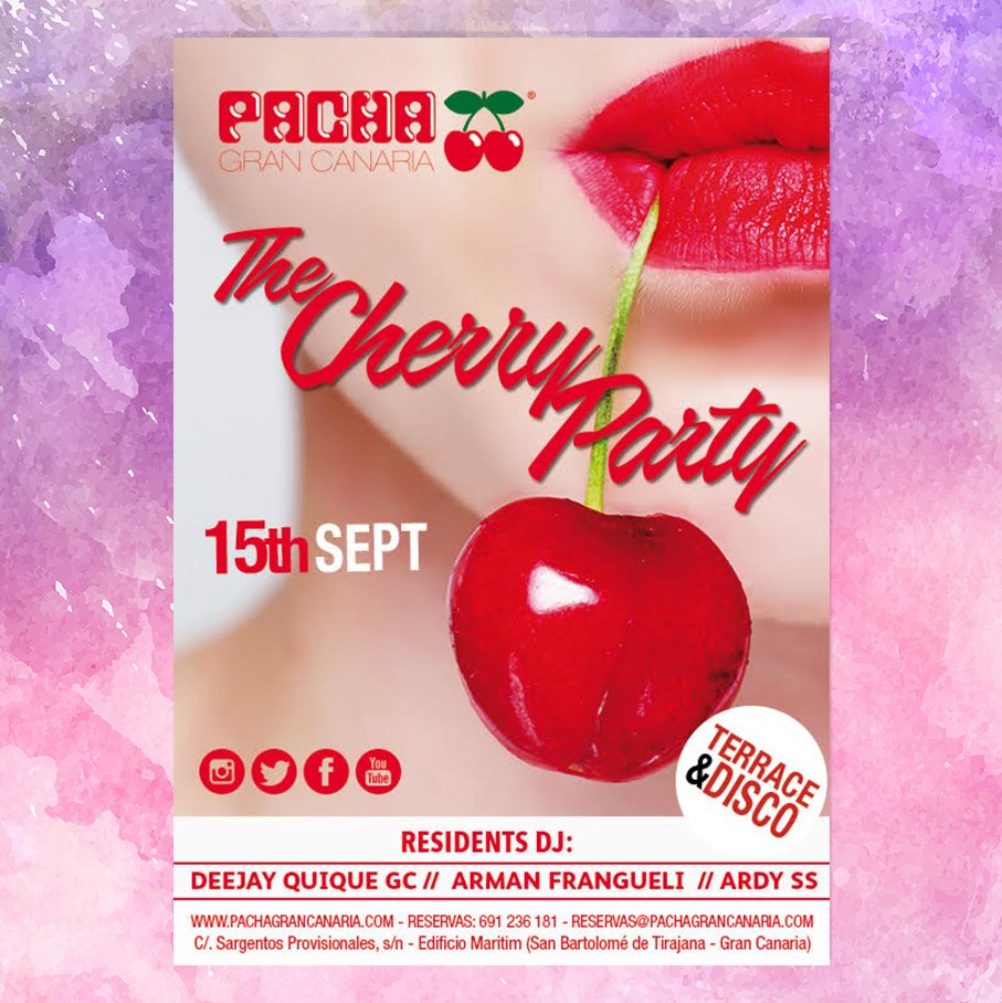 PachaGC's tweet image. 🇪🇸¿Y si le ponemos literalmente la guinda a este sábado con la mejor música y el mejor ambiente? 🍒
·
🇬🇧why don't put the icing on this saturday with best music and lot of surprises? 🍒
·
Reservas/Bookings 691 23 61 81 · Reservas@pachagrancanaria.com
#PachaGC #ViveLaNoche