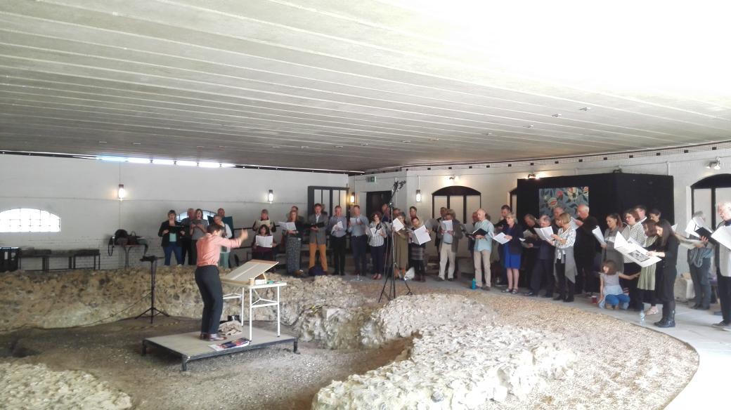 At the reopening of Merton Priory Chapter House and the wonderful new visitors centre.