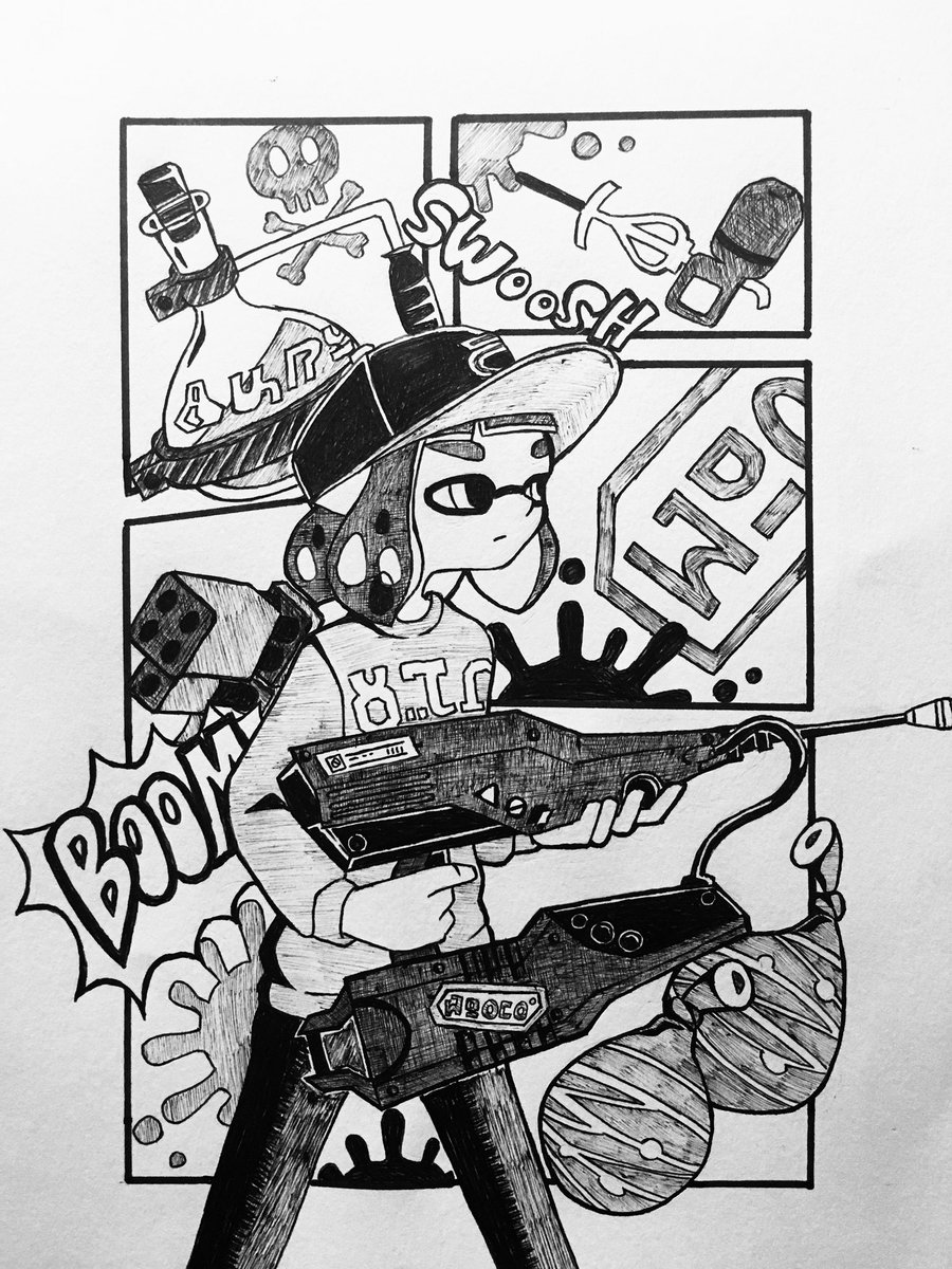 つむ בטוויטר アメコミ風イラスト ちぇんぶさん Cyenbu Ika を描かせていただきました O 先日はわたしの イラストをステキなカラーイラストに仕上げてくださってありがとうございました お礼になるかは不明ですが お納めください ボールペン画