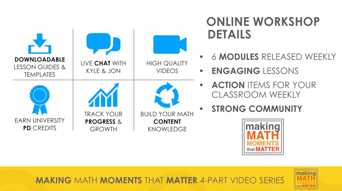 "My math class has many students who are grade levels apart. How can I reach all my students?"

"Students quit too early when solving problems"
That's what lead us to create this online workshop.

Registration is now open!! makemathmoments.com/onlineworkshop #iTeachmath #adechat #DitchBook